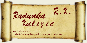 Radunka Kulizić vizit kartica